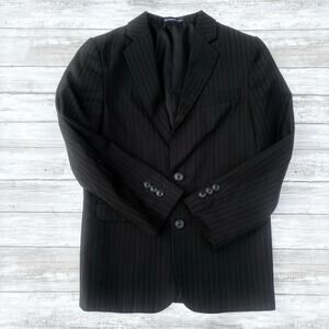 Chaps Blazer Boys Kids Sz 10 Regular Black Pinstripe Two Button Single‎ Breasted